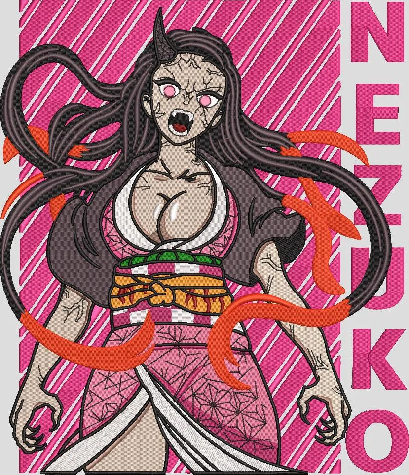  Nezuko Kamado Demon Form Embroidery  embroidery pattern preview