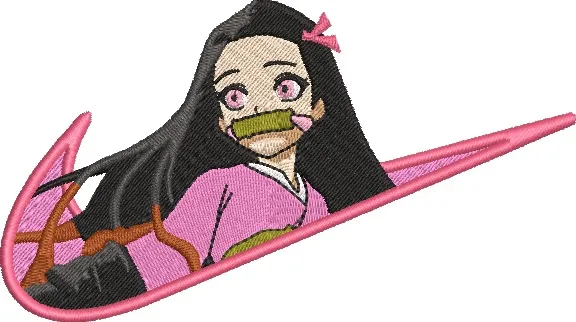  Nezuko Kamado in Pink Nike Swoosh  embroidery pattern preview