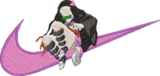  Nezuko on Pink Nike Swoosh  embroidery pattern preview