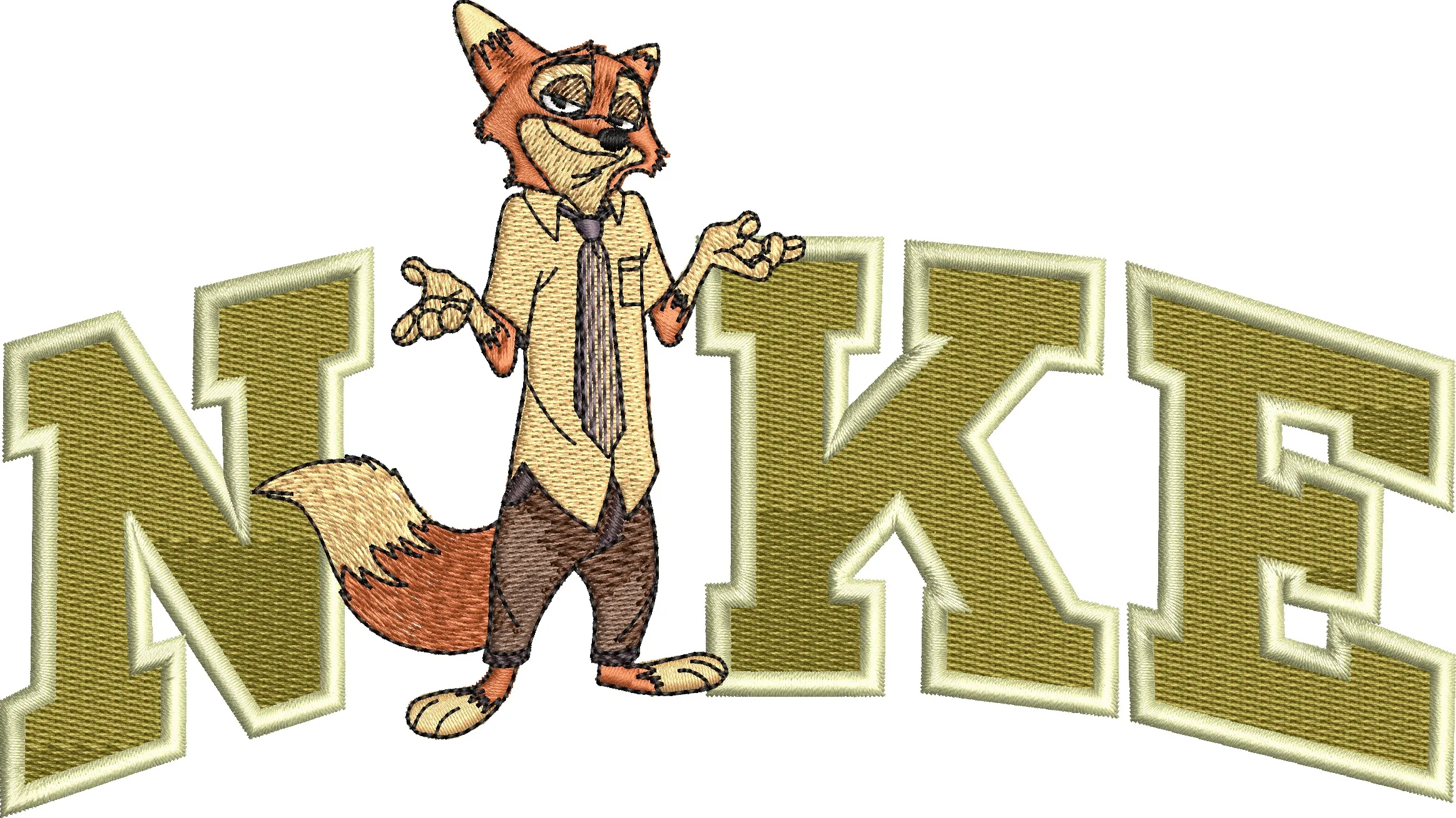  Nick Wilde with Nike Inspired Text  embroidery pattern preview