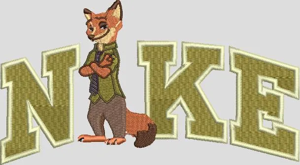  Nick Wilde with Nike Text Embroidery  embroidery pattern preview