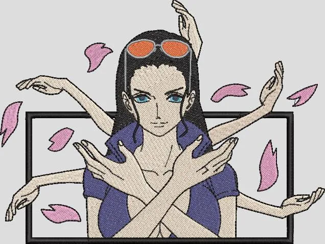  Nico Robin with Multiple Arms and Petals  embroidery pattern preview