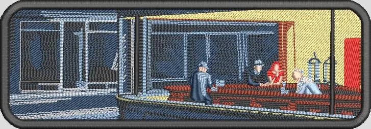  Nighthawks Diner Embroidered Patch  embroidery pattern preview