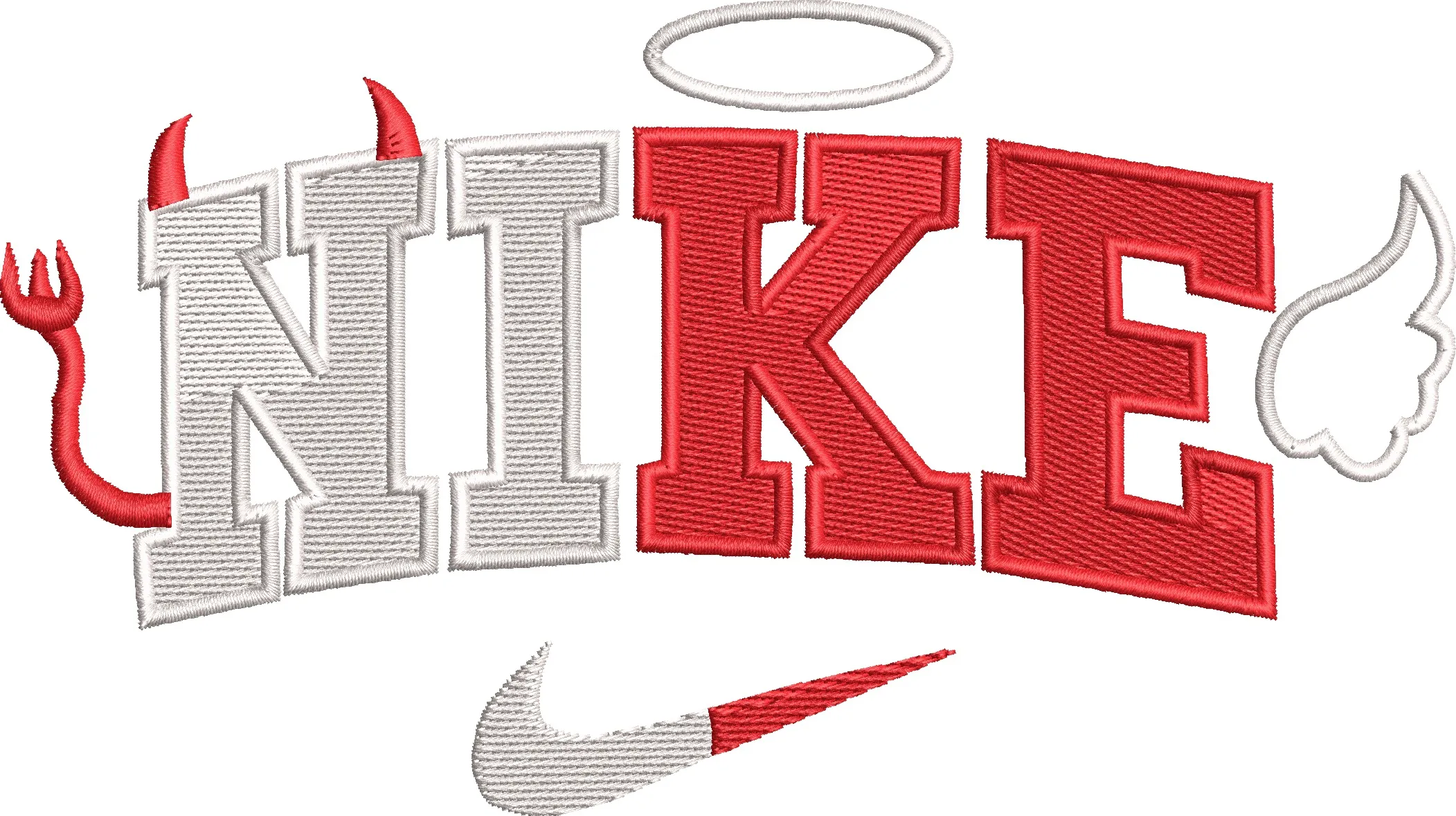  Nike Devil and Angel Text Logo  embroidery pattern preview