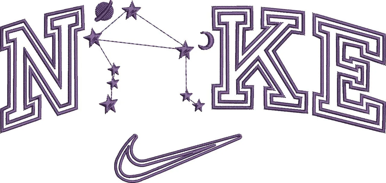  Nike Letters with Constellation and Swoosh  embroidery pattern preview