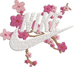  Nike Logo with Cherry Blossoms  embroidery pattern preview