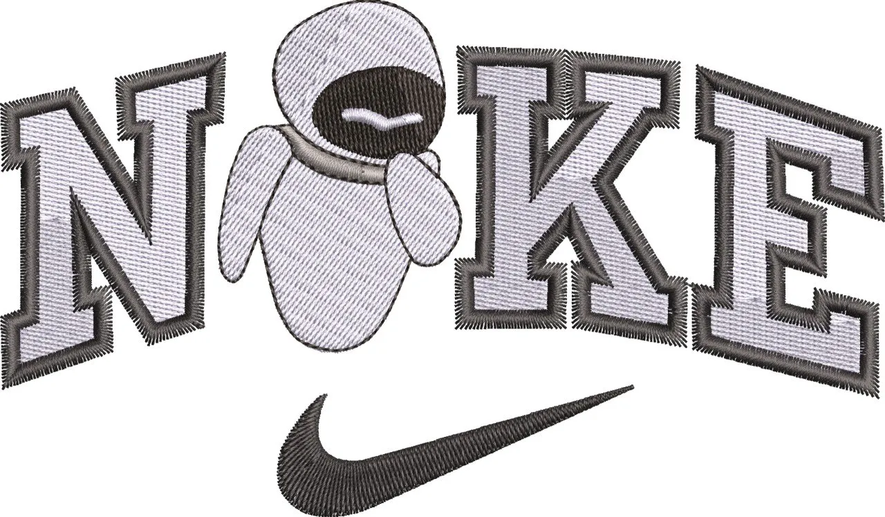  Nike Logo with Eve from WALL-E  embroidery pattern preview