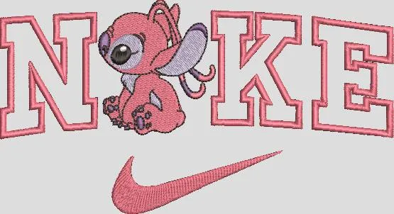  Nike Logo with Pink Cartoon Alien  embroidery pattern preview