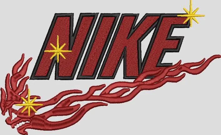  Nike Logo with Red Dragon Flames  embroidery pattern preview