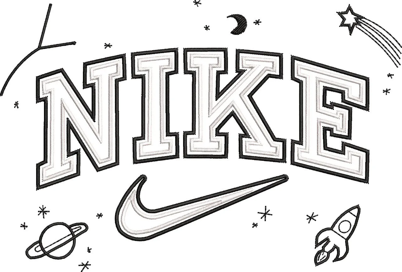  Nike Logo with Space Doodles  embroidery pattern preview