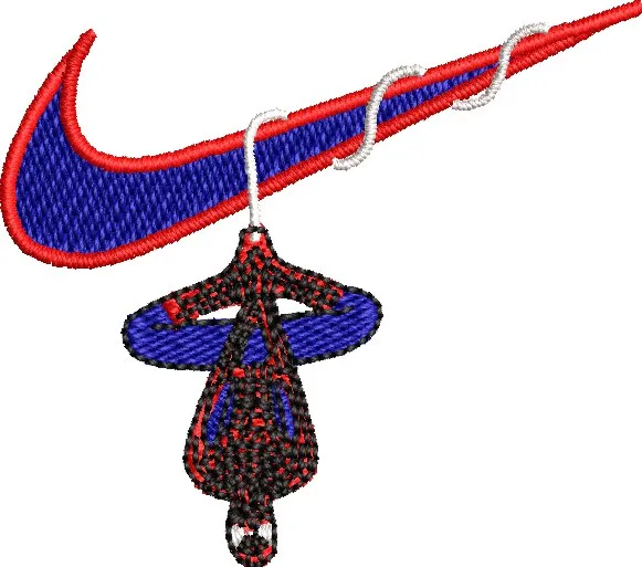  Nike Swoosh with Cartoon Spider Man Hanging  embroidery pattern preview