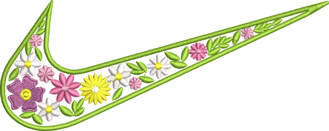  Nike Swoosh with Embroidered Flowers  embroidery pattern preview