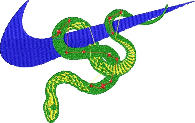 Nike Swoosh with Green Snake Embroidery  embroidery pattern preview