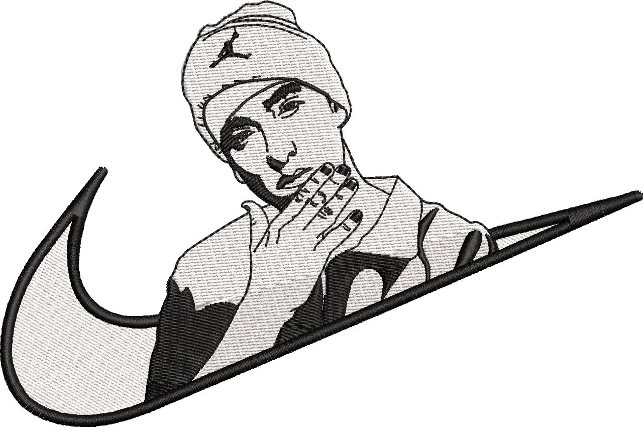  Nike Swoosh with Jordan Beanie Portrait  embroidery pattern preview