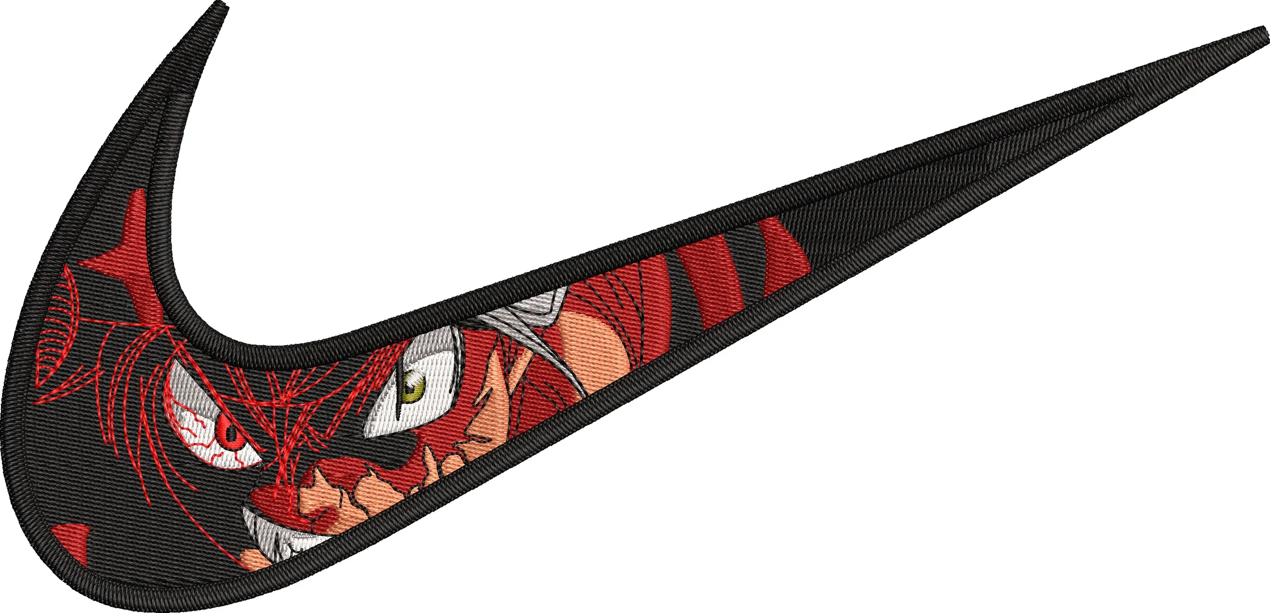  Nike Swoosh with Kurama Eyes Design  embroidery pattern preview