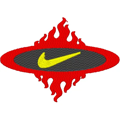  Nike Swoosh with Red Flames Oval  embroidery pattern preview