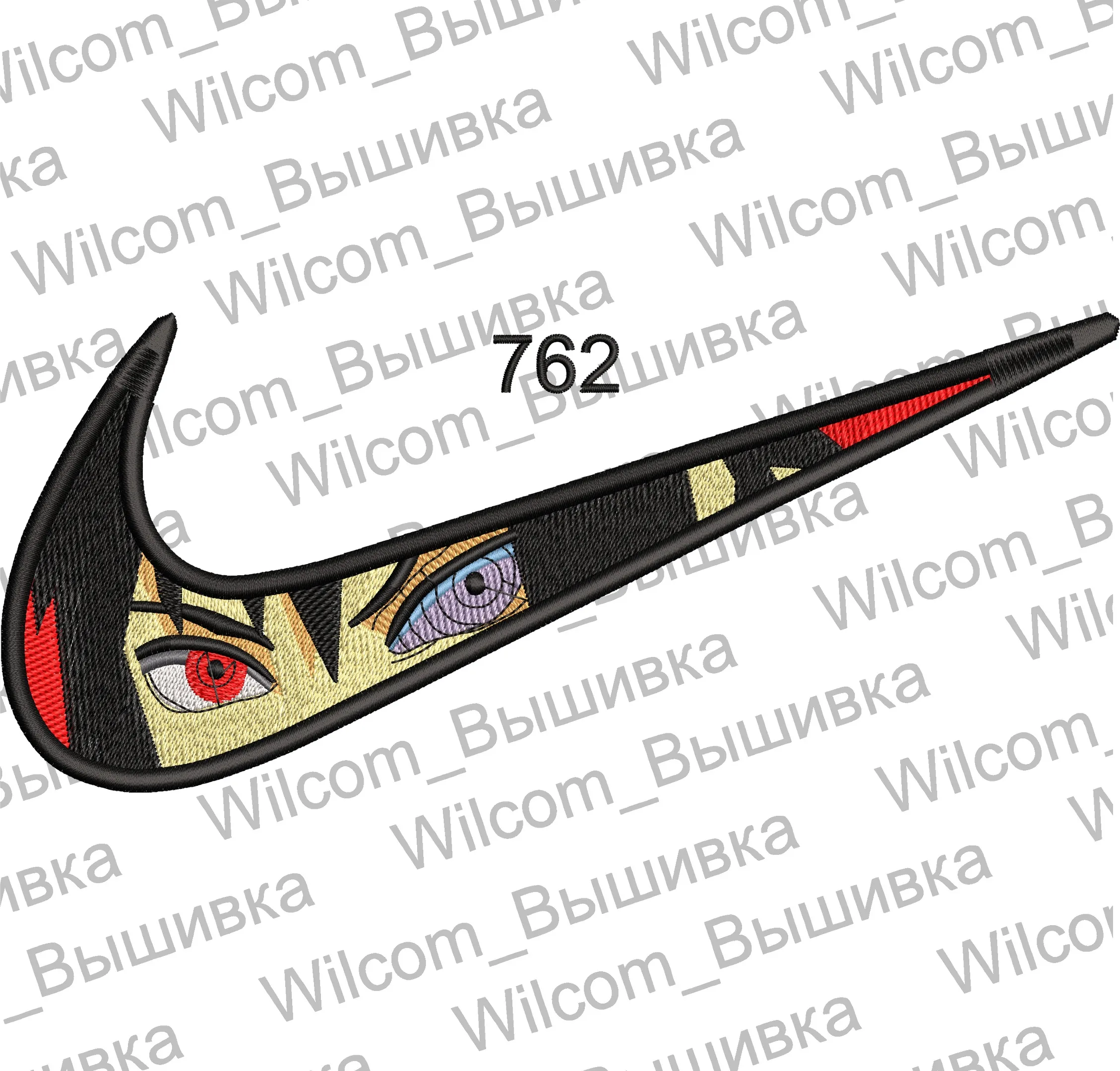  Nike Swoosh with Sasuke Uchiha Eyes  embroidery pattern preview