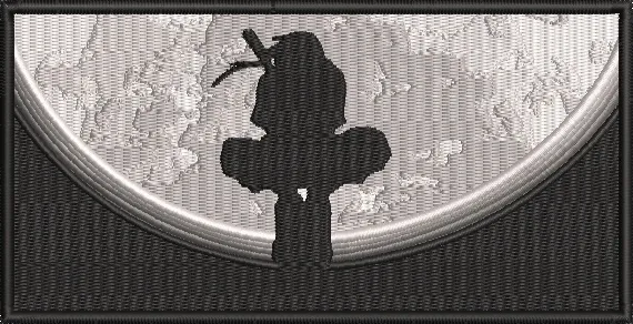 Ninja Silhouette Meditating in Front of Full Moon  embroidery pattern preview