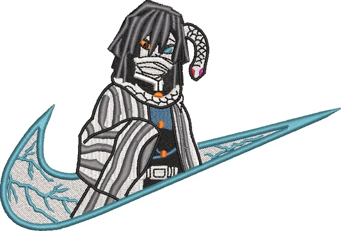  Obanai Iguro in Blue Nike Logo  embroidery pattern preview