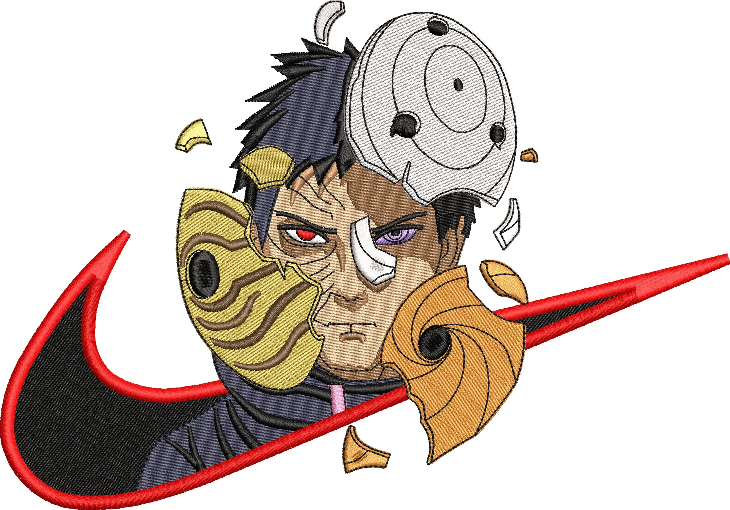  Obito Uchiha Mask Fragments with Nike Logo  embroidery pattern preview