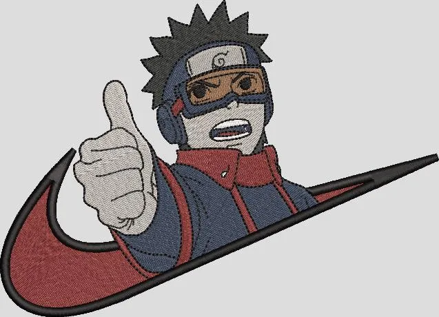  Obito Uchiha Thumbs Up in Nike Swoosh  embroidery pattern preview