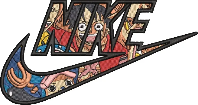  One Piece Characters Inside Nike Logo  embroidery pattern preview