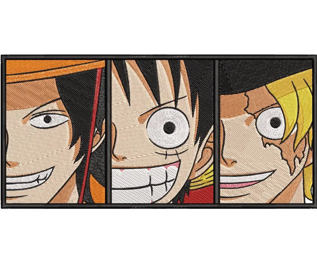  One Piece Trio Split Portrait  embroidery pattern preview