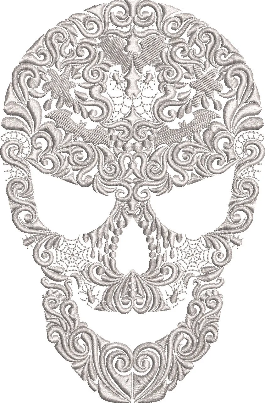  Ornate Skull Embroidery with Baroque Patterns  embroidery pattern preview