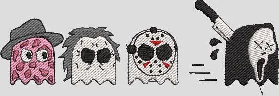  Pac Man Ghosts as Horror Movie Villains  embroidery pattern preview