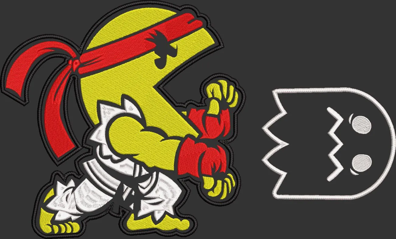 Pac Man as Street Fighter vs Ghost  embroidery pattern preview