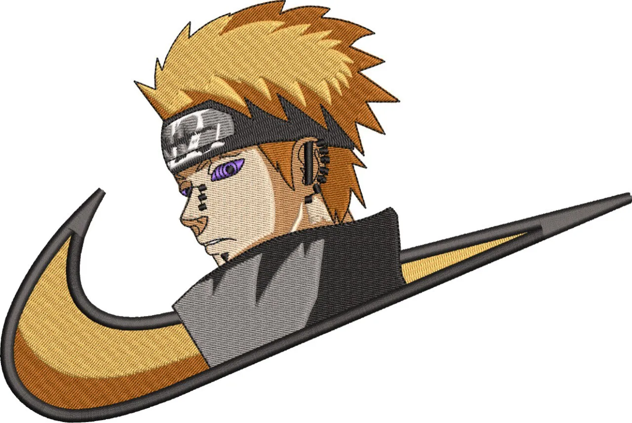  Pain Naruto in Nike Swoosh Logo  embroidery pattern preview