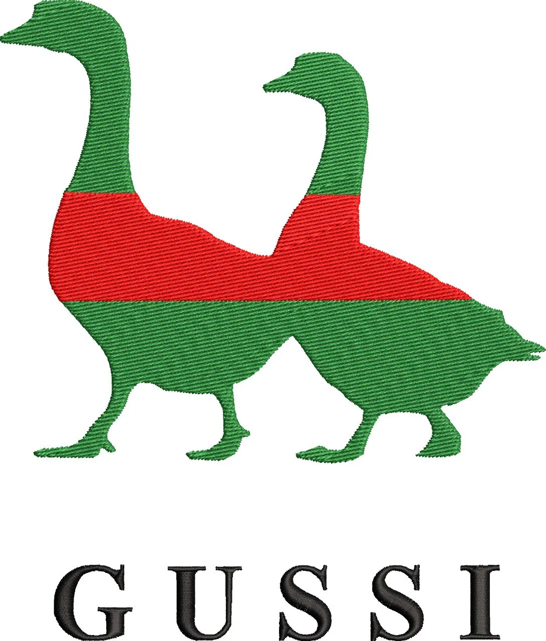  Parody Gussi Logo with Two Geese  embroidery pattern preview