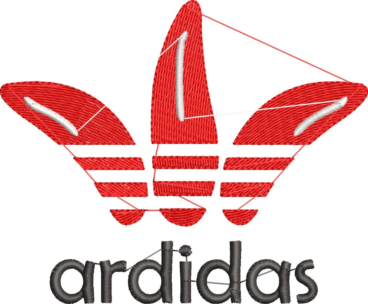  Parody Red Adidas Trefoil Logo with Ardidas Text  embroidery pattern preview