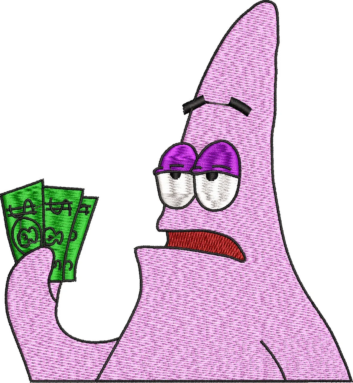  Patrick Star Holding Money Embroidery  embroidery pattern preview