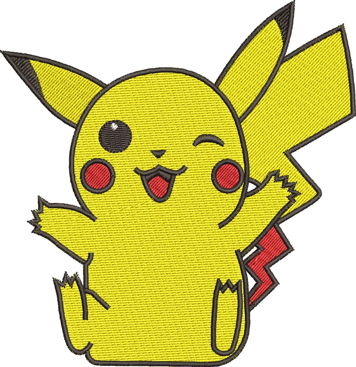  Pikachu Winking Embroidered Patch  embroidery pattern preview