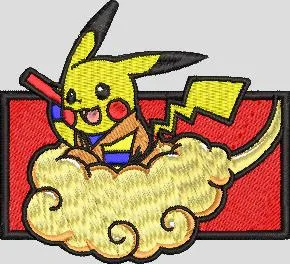  Pikachu in Goku Cosplay Riding Flying Nimbus  embroidery pattern preview