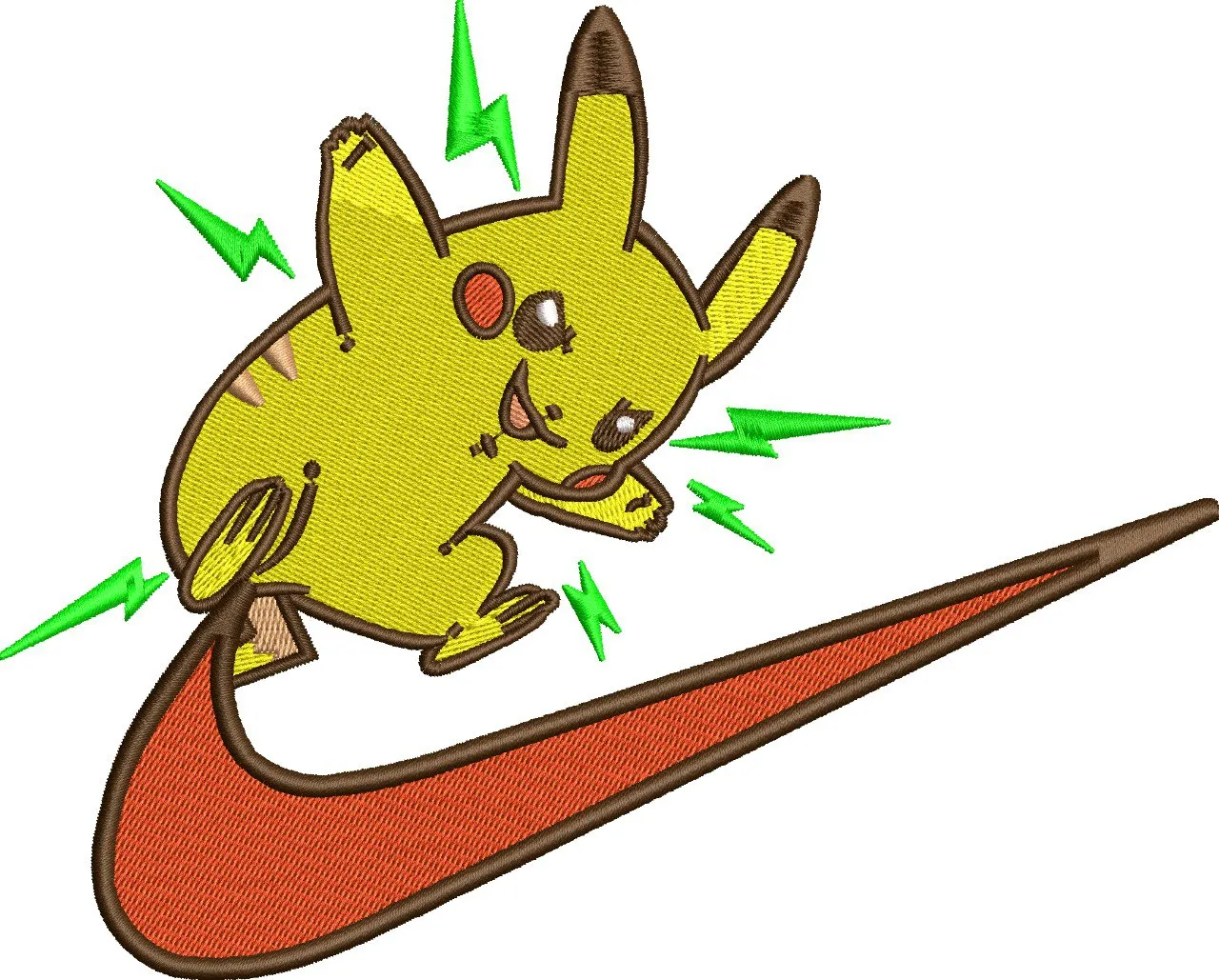  Pikachu with Nike Swoosh  embroidery pattern preview