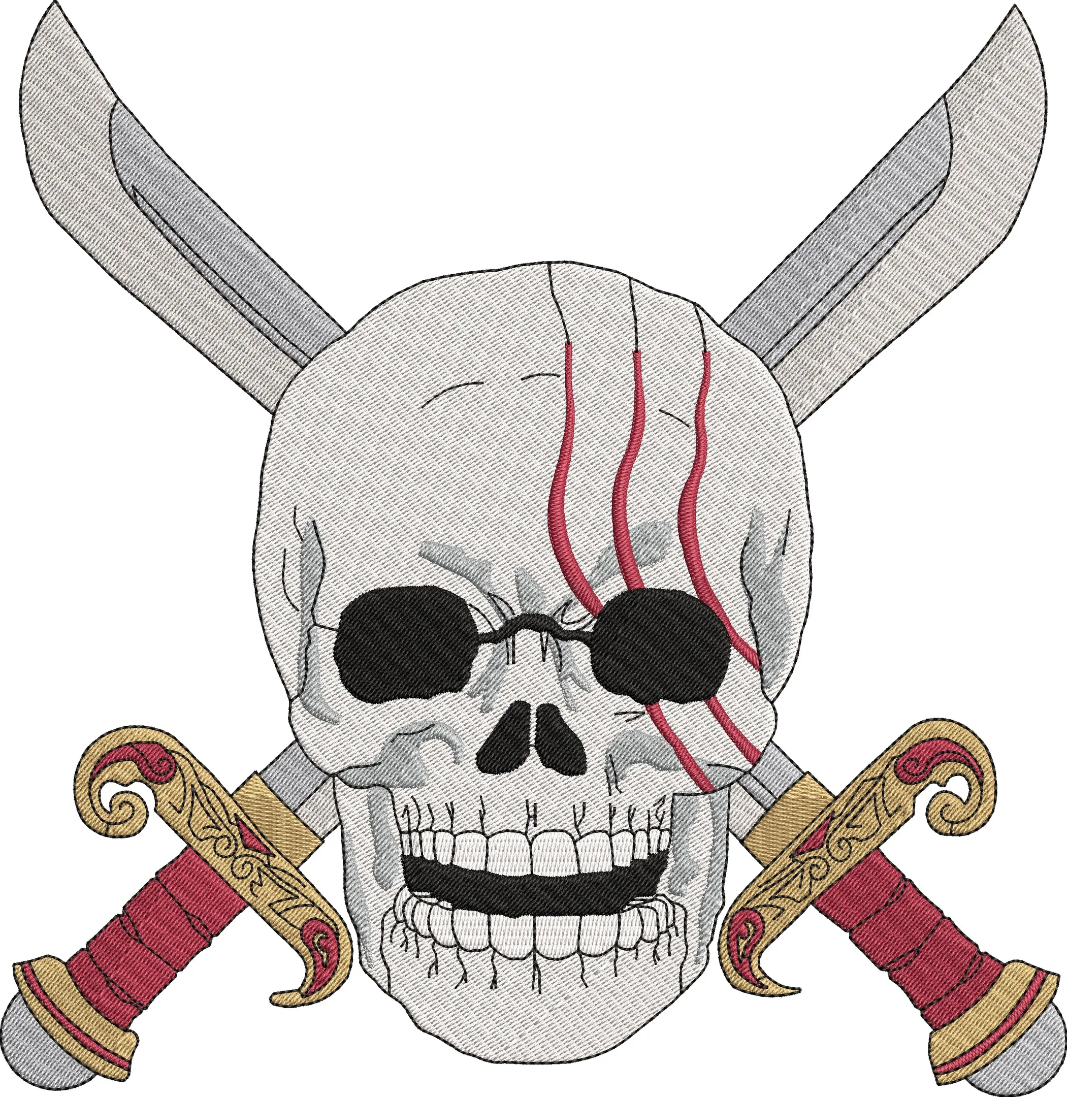  Pirate Skull with Swords and Eye Patch  embroidery pattern preview