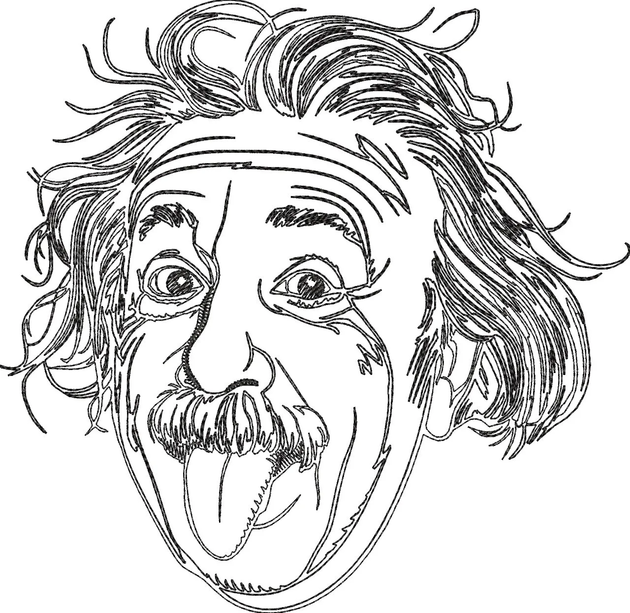  Playful Elderly Man Sketch Sticking Out Tongue  embroidery pattern preview