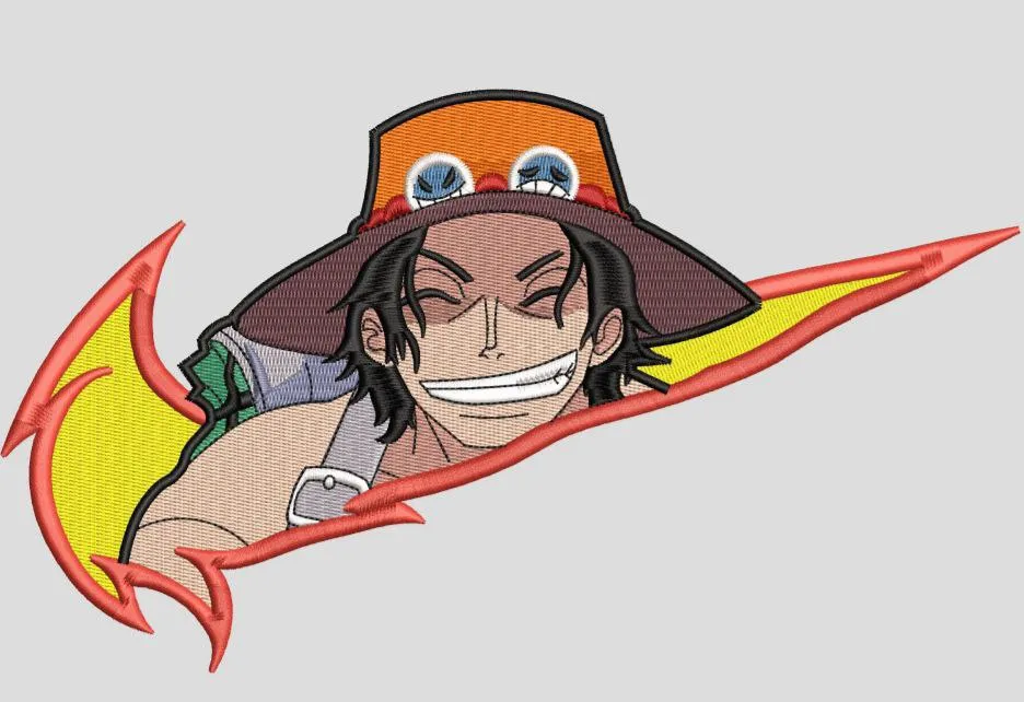  Portgas D Ace in Fiery Nike Logo  embroidery pattern preview