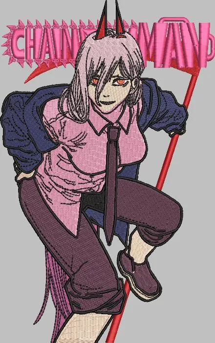  Power from Chainsaw Man Embroidered Pose  embroidery pattern preview