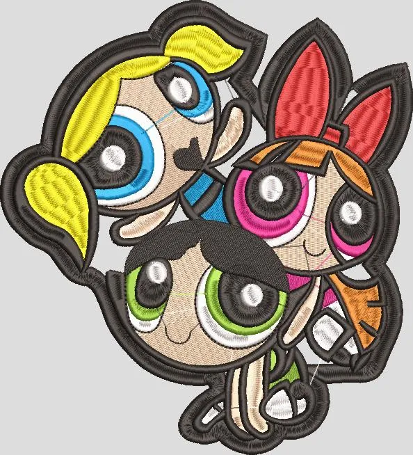  Powerpuff Girls Embroidered Patch  embroidery pattern preview
