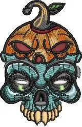  Pumpkin Skull Halloween Patch  embroidery pattern preview