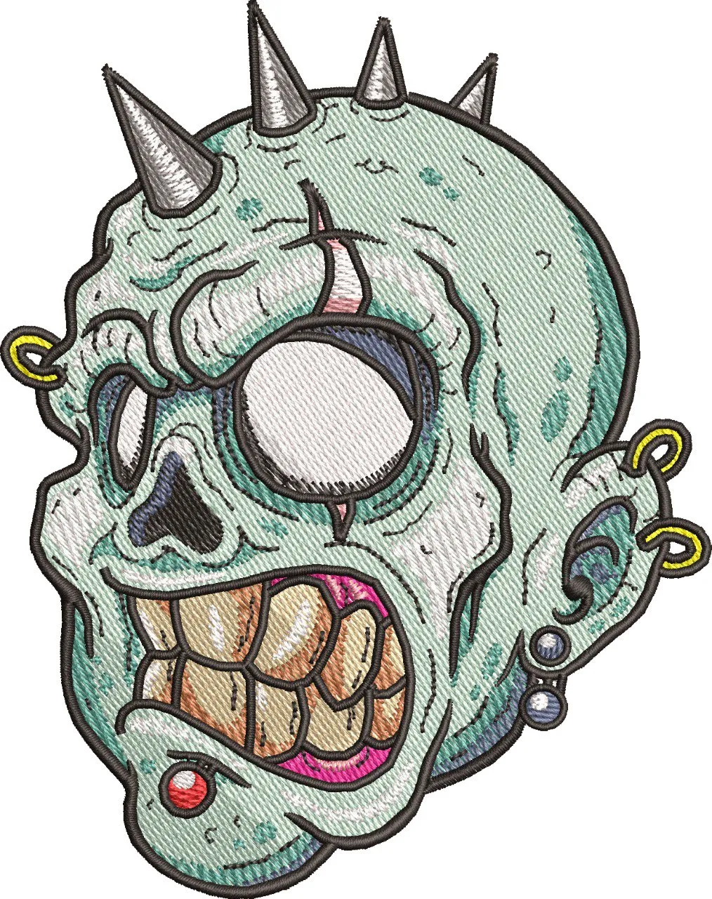  Punk Zombie Head Patch  embroidery pattern preview