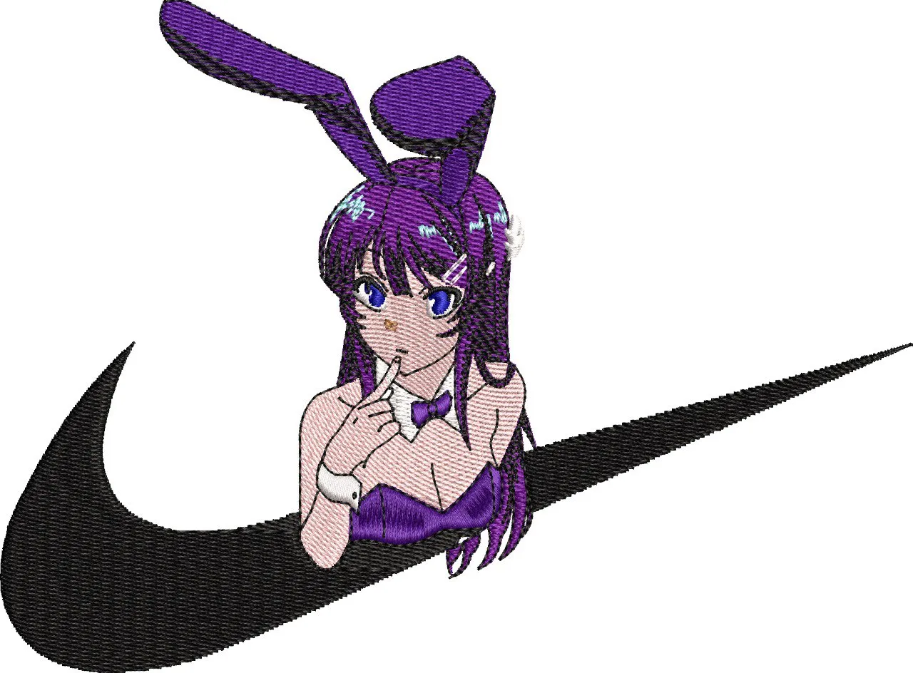  Purple Haired Bunny Girl in Nike Logo  embroidery pattern preview