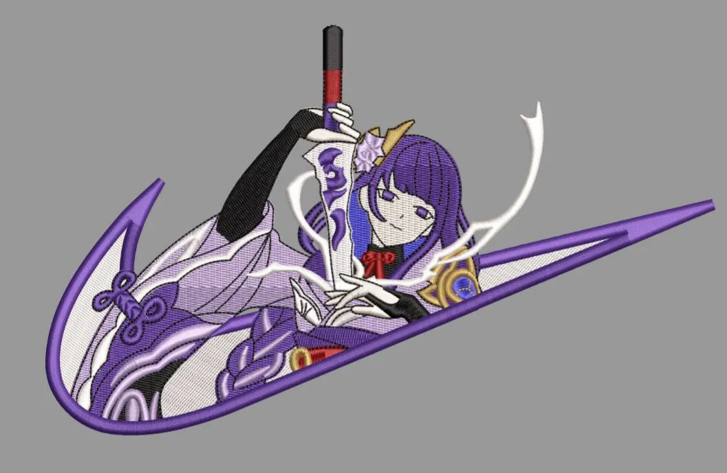  Raiden Shogun in Purple Nike Swoosh  embroidery pattern preview
