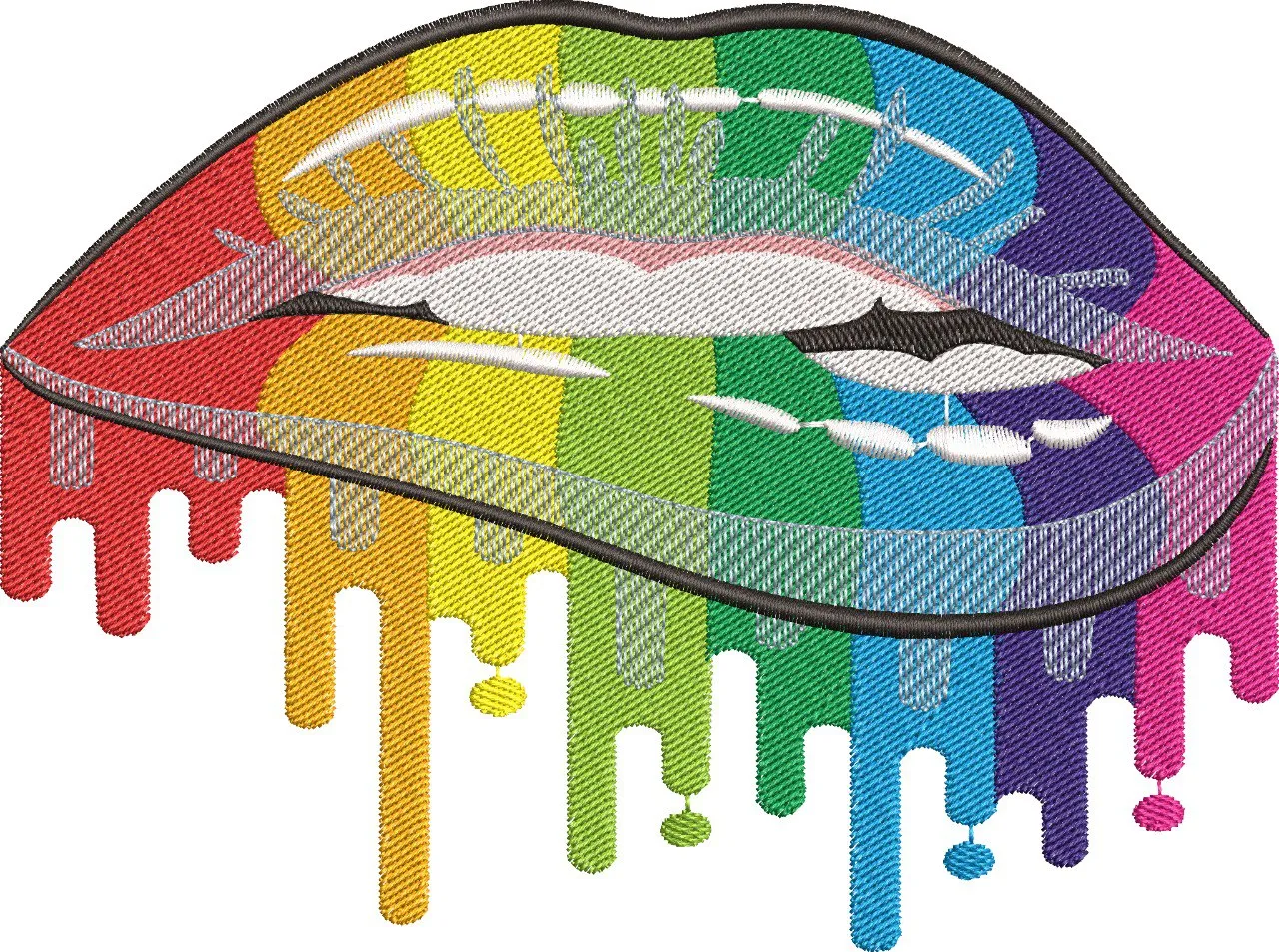 Rainbow Dripping Lips Embroidery  embroidery pattern preview
