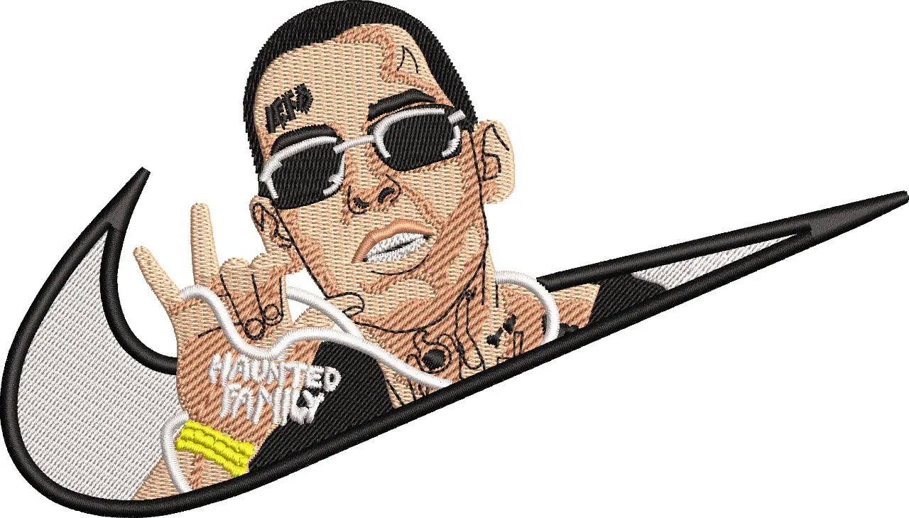  Rapper Portrait with Nike Swoosh  embroidery pattern preview