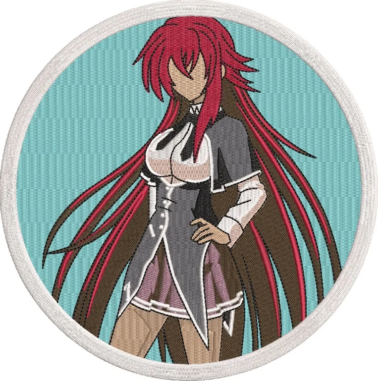  Red Haired Anime Girl Embroidered Patch  embroidery pattern preview