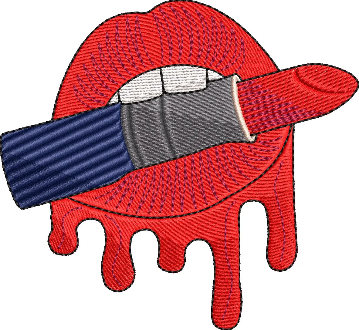  Red Lips Biting Lipstick Embroidery  embroidery pattern preview